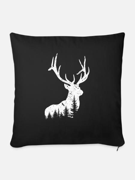 Hirsch - Sofakissenbezug 45 x 45 cm - Schwarz