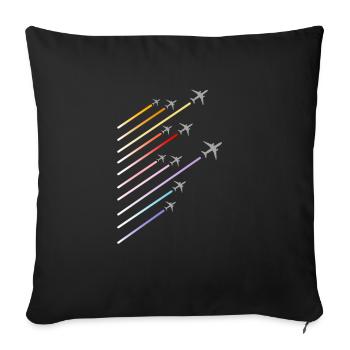 Fly Fly Fly Airport Flughafen Pilot - Sofa pillowcase 17,3'' x 17,3'' (45 x 45 cm) - black - Front
