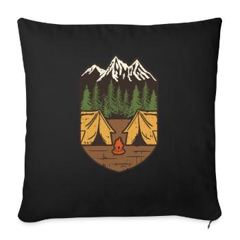 Berg Camp Badge – Mountain Adventure - Sofakissenbezug 45 x 45 cm - Schwarz - Vorne