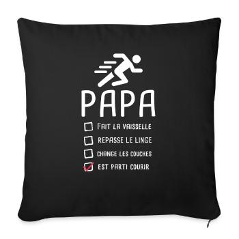 Papa est parti courir fête des pères footing - Housse de coussin décorative 45 x 45 cm - noir - Devant