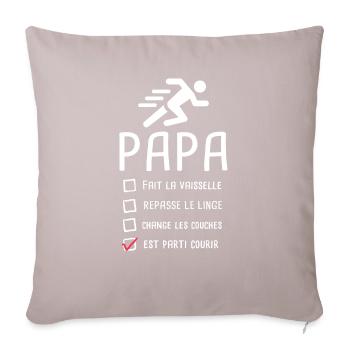 Papa est parti courir fête des pères footing - Housse de coussin décorative 45 x 45 cm - taupe clair - Devant