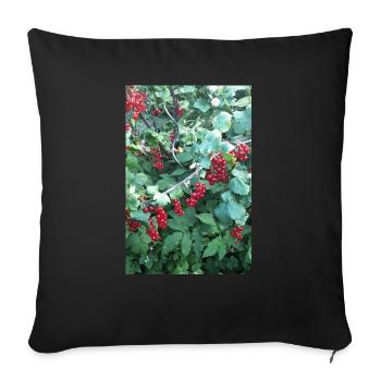 Groseiller rouge sur arbustes - Housse de coussin décorative 45 x 45 cm - noir - Devant
