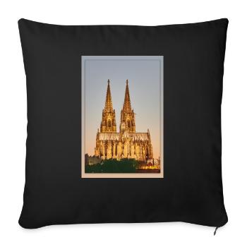 Der Kölner Dom in Gold (Gefaste Variante) - Sofakissenbezug 45 x 45 cm - Schwarz - Vorne