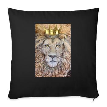 The king. Lion with crown - Sofa pillowcase 17,3'' x 17,3'' (45 x 45 cm) - black - Front
