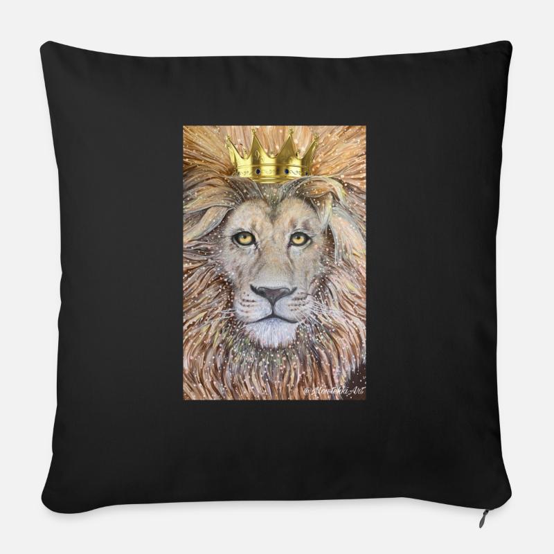 Der König. Löwe mit Krone - Sofakissenbezug 45 x 45 cm - Schwarz