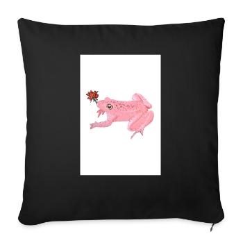 Pink frog with flower - Sofa pillowcase 17,3'' x 17,3'' (45 x 45 cm) - black - Front
