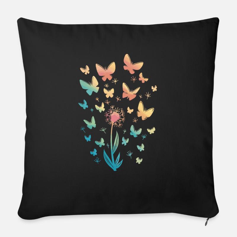 Papillons Aquarelle - Housse de coussin décorative 45 x 45 cm - noir