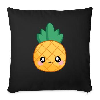 Sweet Kawaii Pineapple - Sofa pillowcase 17,3'' x 17,3'' (45 x 45 cm) - black - Front