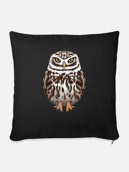 Little owl owl - Sofa pillowcase 17,3'' x 17,3'' (45 x 45 cm) - black