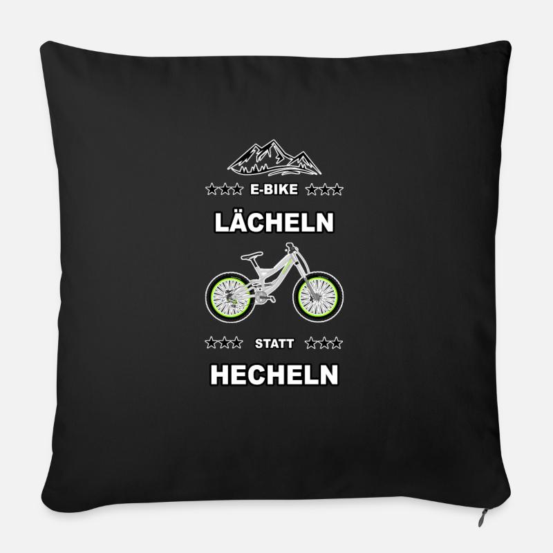 ebike lächeln statt hecheln - Sofakissenbezug 45 x 45 cm - Schwarz