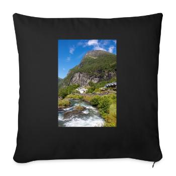 Geiranger panorama view from Storseterfossen - Sofa pillowcase 17,3'' x 17,3'' (45 x 45 cm) - black - Front