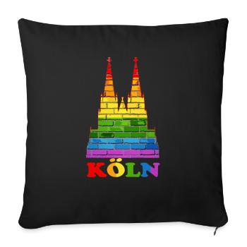 LGBT Köln Gay Pride - Sofakissenbezug 45 x 45 cm - Schwarz - Vorne