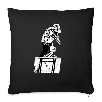 bmx race racing vtt motocross - Housse de coussin décorative 45 x 45 cm - noir - Devant