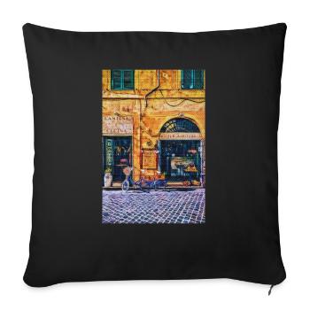 Vintage Roma Small Shops Painting Italy Lover Gift - Sofa pillowcase 17,3'' x 17,3'' (45 x 45 cm) - black - Front