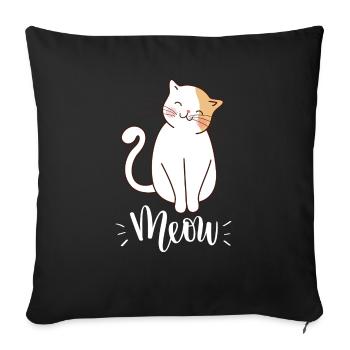 Cute Kawaii Cat Saying Meow - Sofa pillowcase 17,3'' x 17,3'' (45 x 45 cm) - black - Front