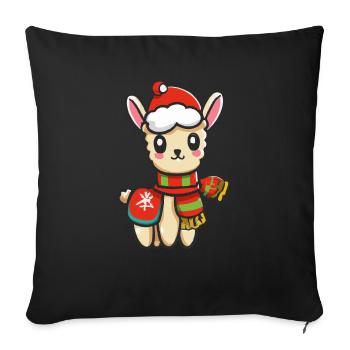 Baby Alpaca Santa Claus Christmas Gift - Sofa pillowcase 17,3'' x 17,3'' (45 x 45 cm) - black - Front