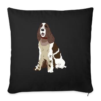 Cadeau de chien Springer Spaniel anglais - Housse de coussin décorative 45 x 45 cm - noir - Devant