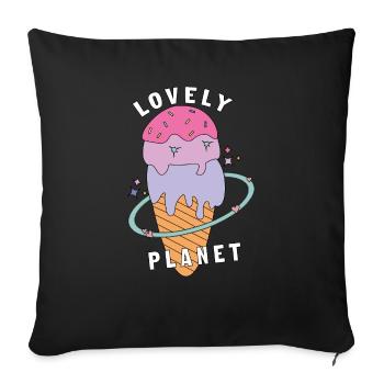 Lovely planet ice cream. - Sofa pillowcase 17,3'' x 17,3'' (45 x 45 cm) - black - Front