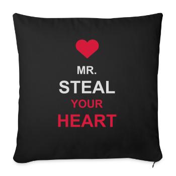 Monsieur vole votre cœur - Housse de coussin décorative 45 x 45 cm - noir - Devant