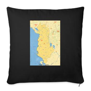 Albania Map - Sofa pillowcase 17,3'' x 17,3'' (45 x 45 cm) - black - Front