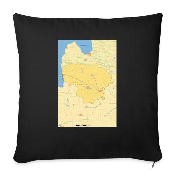 Lithuania map with cities, roads, rivers, lakes - Sofa pillowcase 17,3'' x 17,3'' (45 x 45 cm) - black - Front