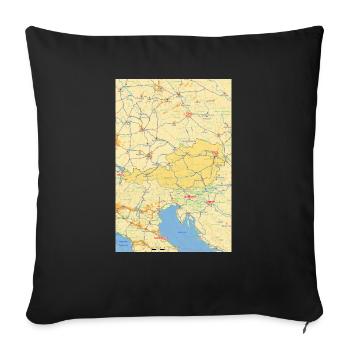 Austria map with cities, roads, rivers, lakes - Sofa pillowcase 17,3'' x 17,3'' (45 x 45 cm) - black - Front