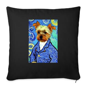 Yorkshire Terrier Van Gogh Stil | Terrier Liebhaber - Sofakissenbezug 45 x 45 cm - Schwarz - Vorne