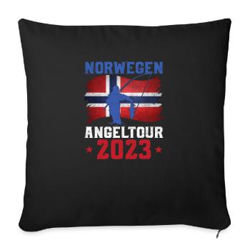 Norwegen Angeltour 2023 Angeltrip - Sofakissenbezug 45 x 45 cm - Schwarz - Vorne