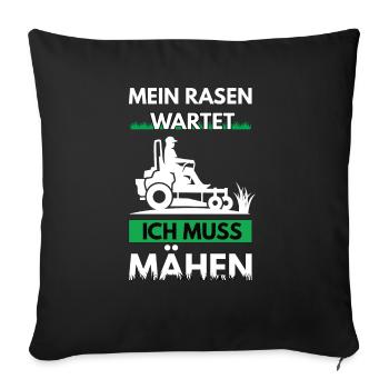 Rasentraktor & Aufsitzmäher Spruch für Gärtner - Sofakissenbezug 45 x 45 cm - Schwarz - Vorne