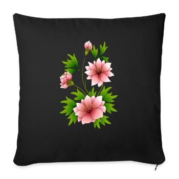 Flowers - Sofa pillowcase 17,3'' x 17,3'' (45 x 45 cm) - black - Front