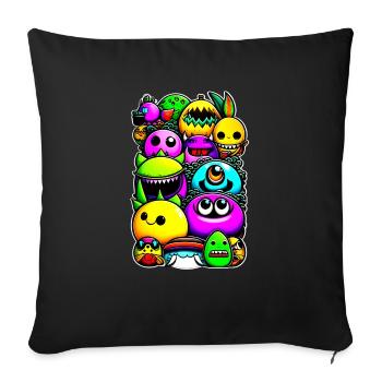 Monstres Rigolos - Housse de coussin décorative 45 x 45 cm - noir - Devant