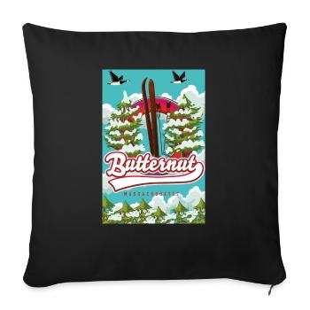 Affiche de ski Butternut massachusetts - Housse de coussin décorative 45 x 45 cm - noir - Devant
