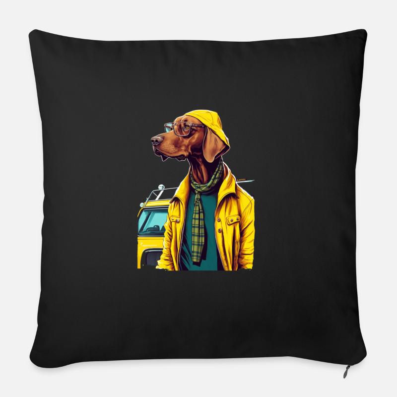 Magyar Vizsla im gelben Mantel - Sofakissenbezug 45 x 45 cm - Schwarz