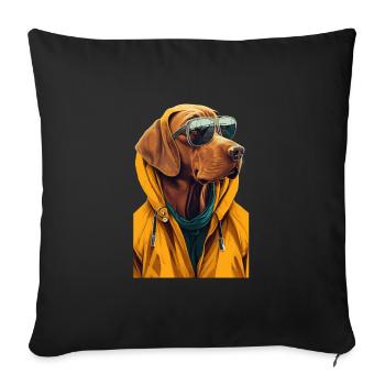 Cooler Magyar Vizsla Hund im gelben Mantel - Sofakissenbezug 45 x 45 cm - Schwarz - Vorne