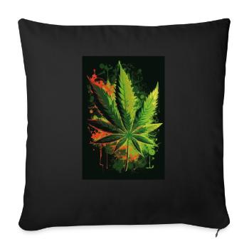 Plante de marijuana - Housse de coussin décorative 45 x 45 cm - noir - Devant