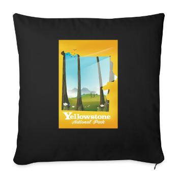 Yellowstone National Park map travel poster - Sofa pillowcase 17,3'' x 17,3'' (45 x 45 cm) - black - Front