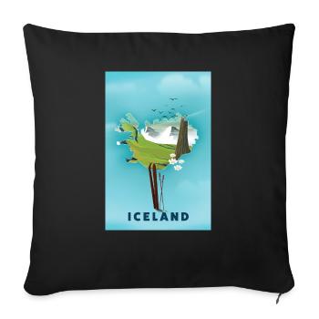 Map Of Iceland ski map - Sofa pillowcase 17,3'' x 17,3'' (45 x 45 cm) - black - Front