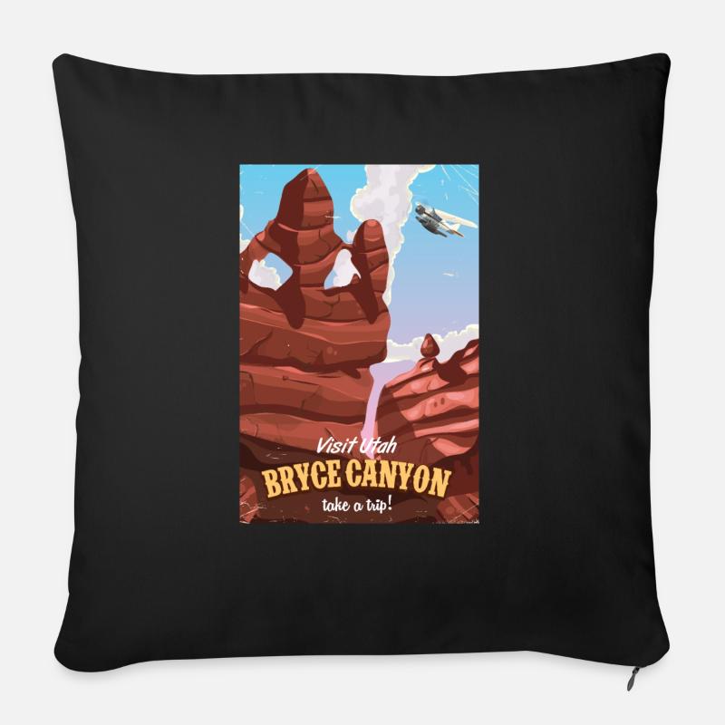 Bryce Canyon Utah Reiseplakat - Sofakissenbezug 45 x 45 cm - Schwarz
