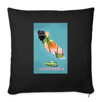 Carte de voyage California Movies - Housse de coussin décorative 45 x 45 cm - noir - Devant
