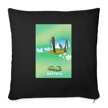 Austria Ski poster - Sofa pillowcase 17,3'' x 17,3'' (45 x 45 cm) - black - Front