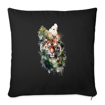 Watercolor Tiger - Sofa pillowcase 17,3'' x 17,3'' (45 x 45 cm) - black - Front