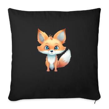 Fox Cute Forest Animal Watercolors - Sofa pillowcase 17,3'' x 17,3'' (45 x 45 cm) - black - Front