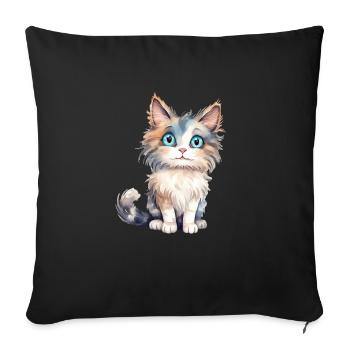 Norwegische Waldkatze Wasserfarben - Sofakissenbezug 45 x 45 cm - Schwarz - Vorne