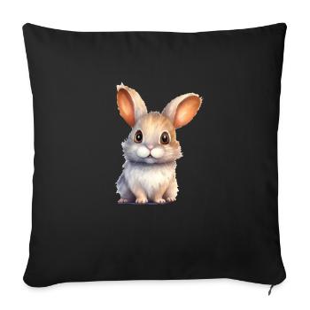 Rabbit Watercolor Drawing - Sofa pillowcase 17,3'' x 17,3'' (45 x 45 cm) - black - Front