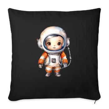 Astronaut Watercolor Drawing - Sofa pillowcase 17,3'' x 17,3'' (45 x 45 cm) - black - Front
