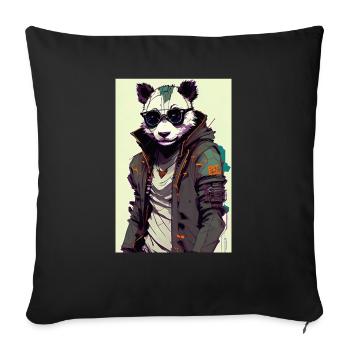 Inkpunk Panda with Sunglasses 2 - Sofa pillowcase 17,3'' x 17,3'' (45 x 45 cm) - black - Front