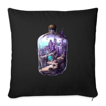 Sunken City Bottle Drawing - Sofa pillowcase 17,3'' x 17,3'' (45 x 45 cm) - black - Front
