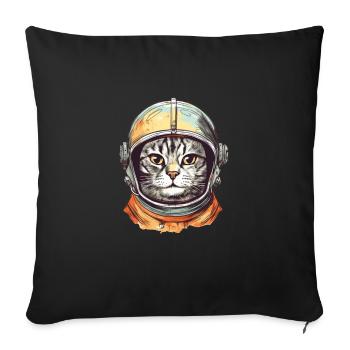 Space Cat Vintage Drawing - Sofa pillowcase 17,3'' x 17,3'' (45 x 45 cm) - black - Front