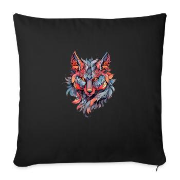 Fox Neo Traditional Tattoo Drawing - Sofa pillowcase 17,3'' x 17,3'' (45 x 45 cm) - black - Front