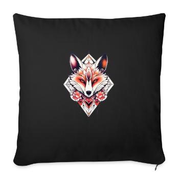 Fox Neo Traditional Tattoo Drawing - Sofa pillowcase 17,3'' x 17,3'' (45 x 45 cm) - black - Front